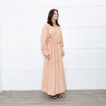 Jil Sander Peach Long Gathered Sleeve And Waist Dress