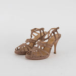 Unutzer Beige Snakeskin Effect Strappy Sandals