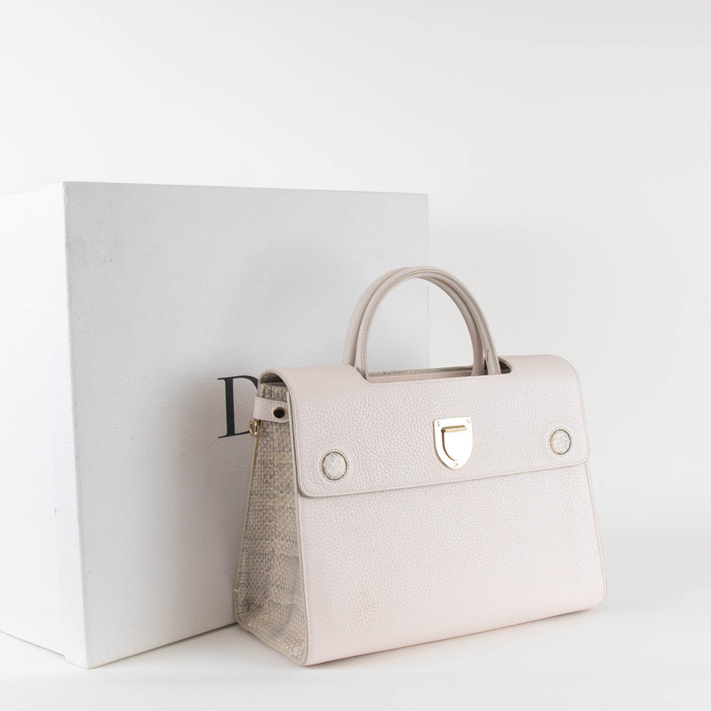Christian Dior White Pebbled Leather Diorever Bag
