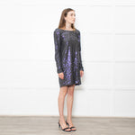 Tibi Grey Sequinned Dropped Back Tunic Dress