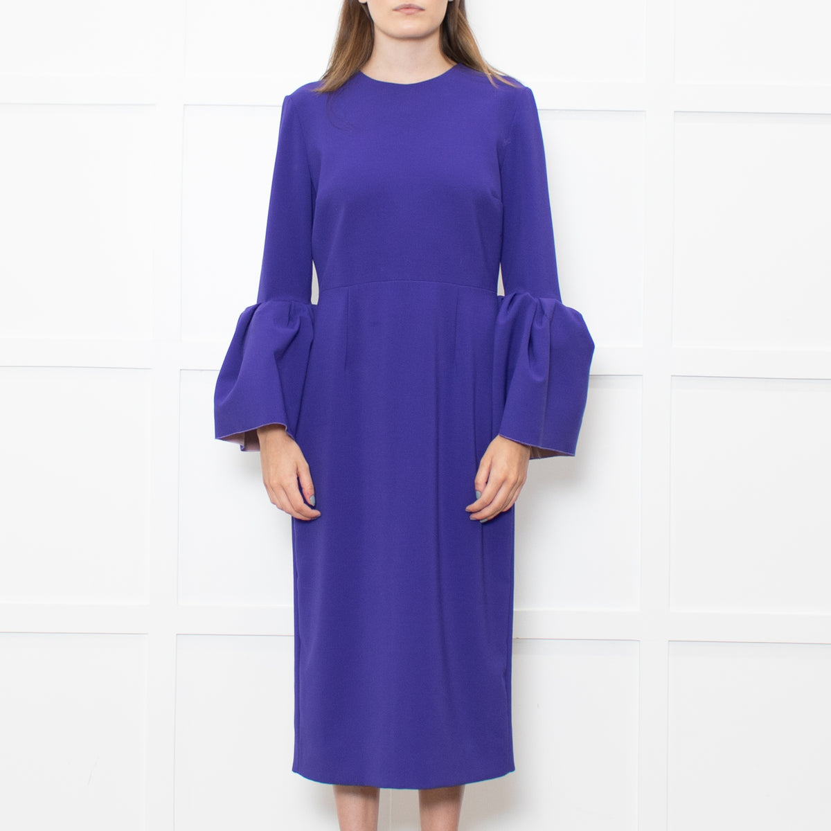 Roksanda Purple Exaggerated Sleeve Midi Dress