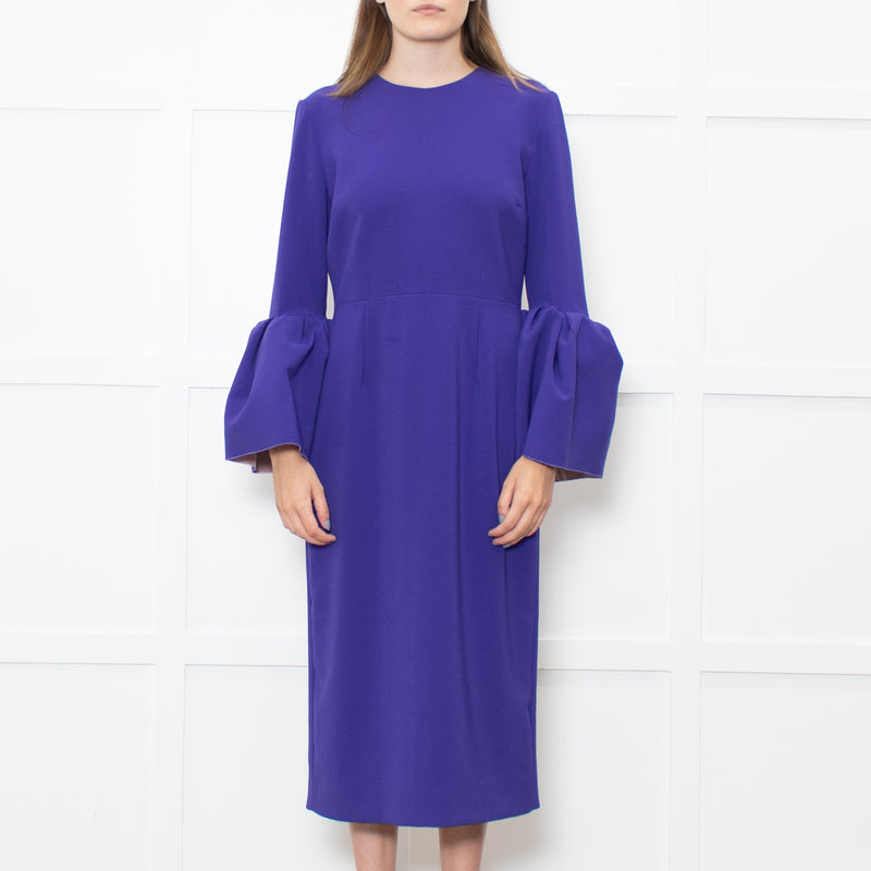 Roksanda Purple Exaggerated Sleeve Midi Dress
