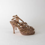Unutzer Beige Snakeskin Effect Strappy Sandals