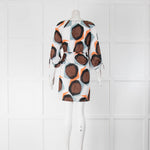 Diane Von Furstenberg White Brown Cotton Tunic Dress