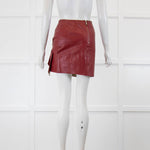 Isabel Marant Etoile Red Faux Leather Ruffle Mini Skirt