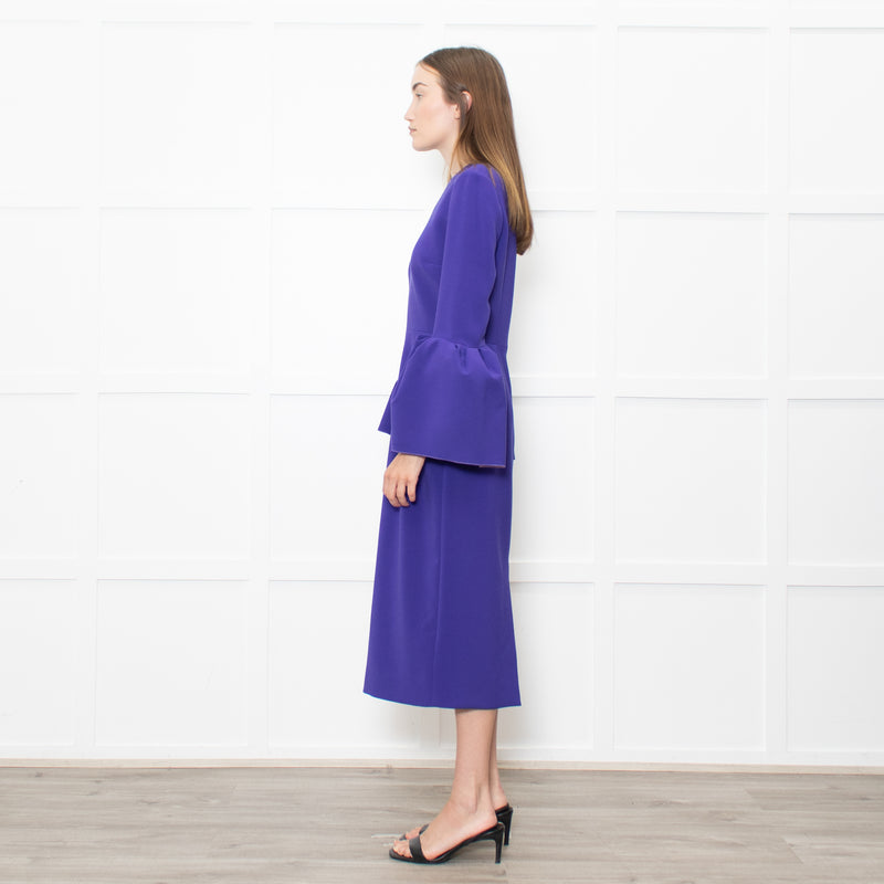 Roksanda Purple Exaggerated Sleeve Midi Dress