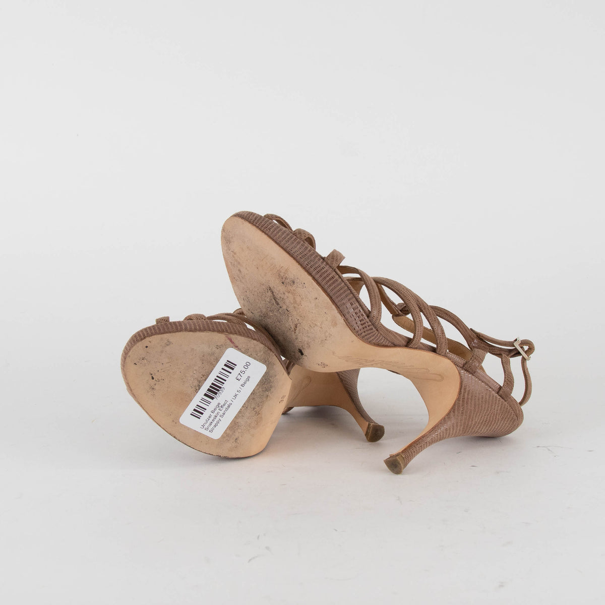 Unutzer Beige Snakeskin Effect Strappy Sandals