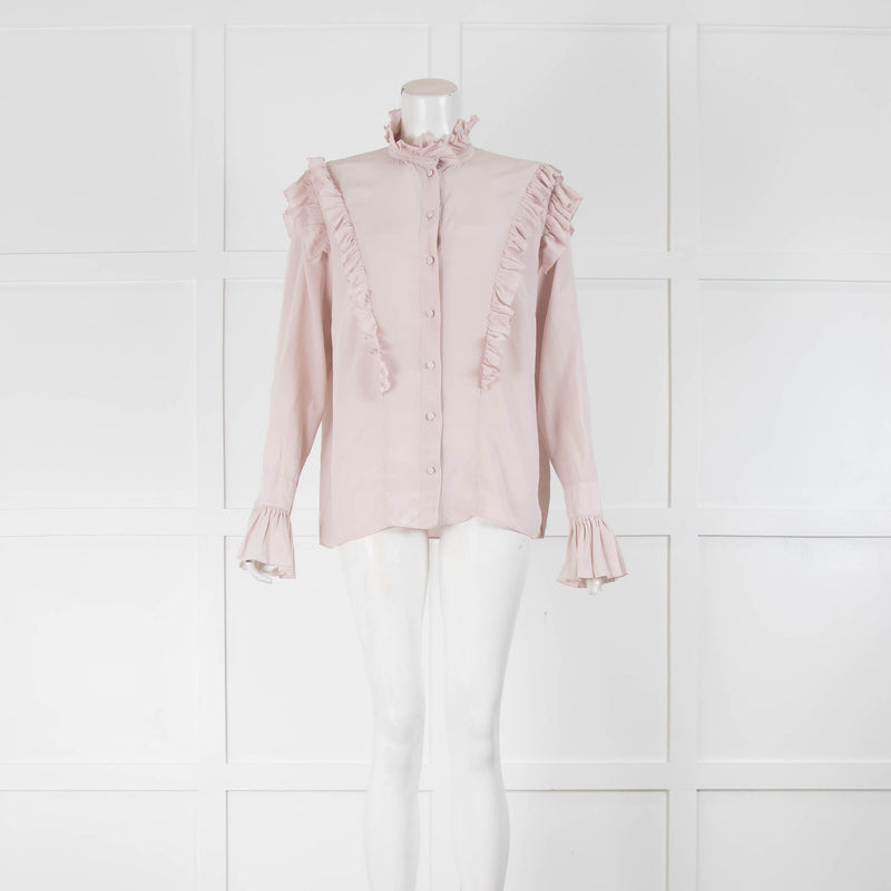 Zadig & Voltaire Pale Pink Silk Ruffle Blouse