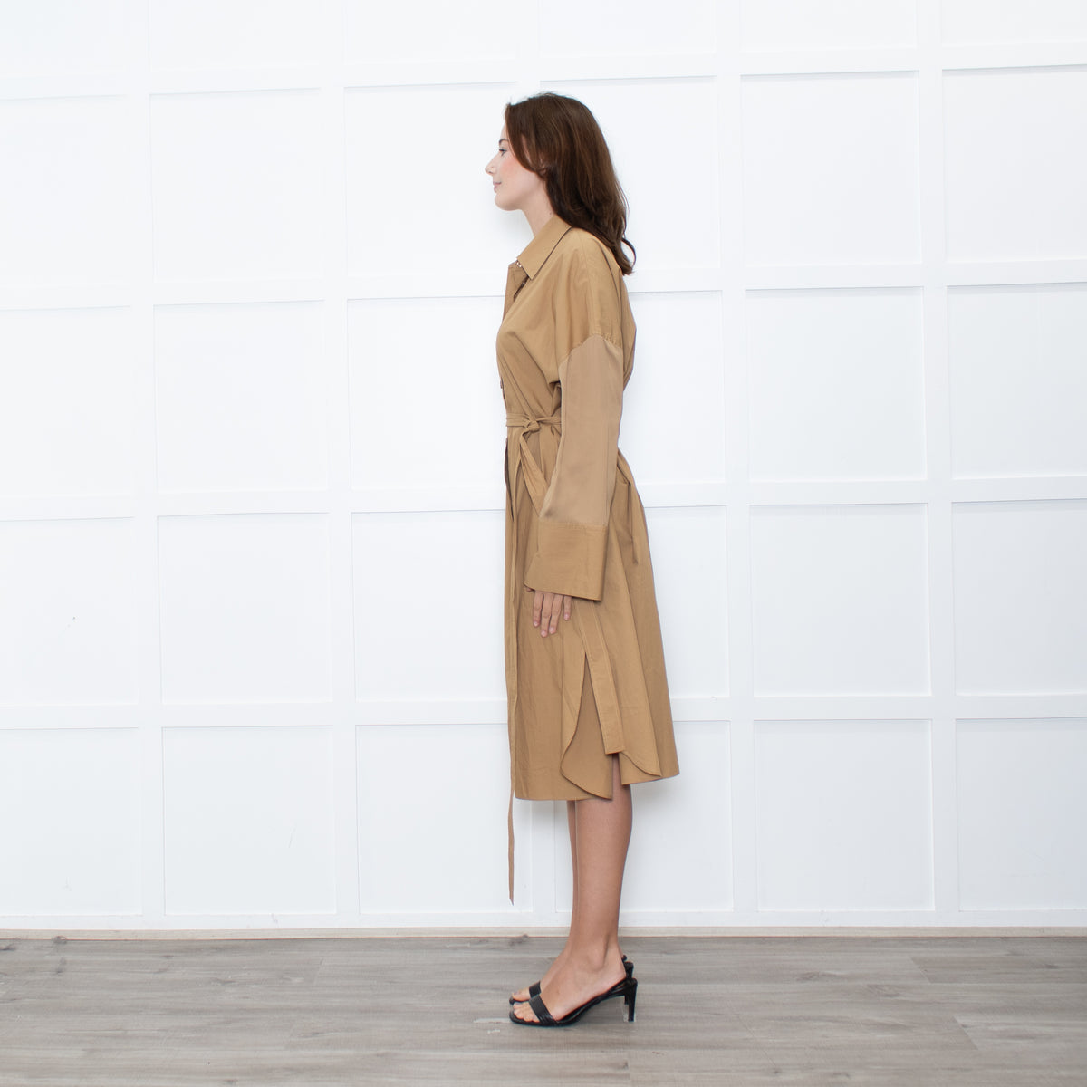 Joseph Camel Darwin Belted Shirt Dress