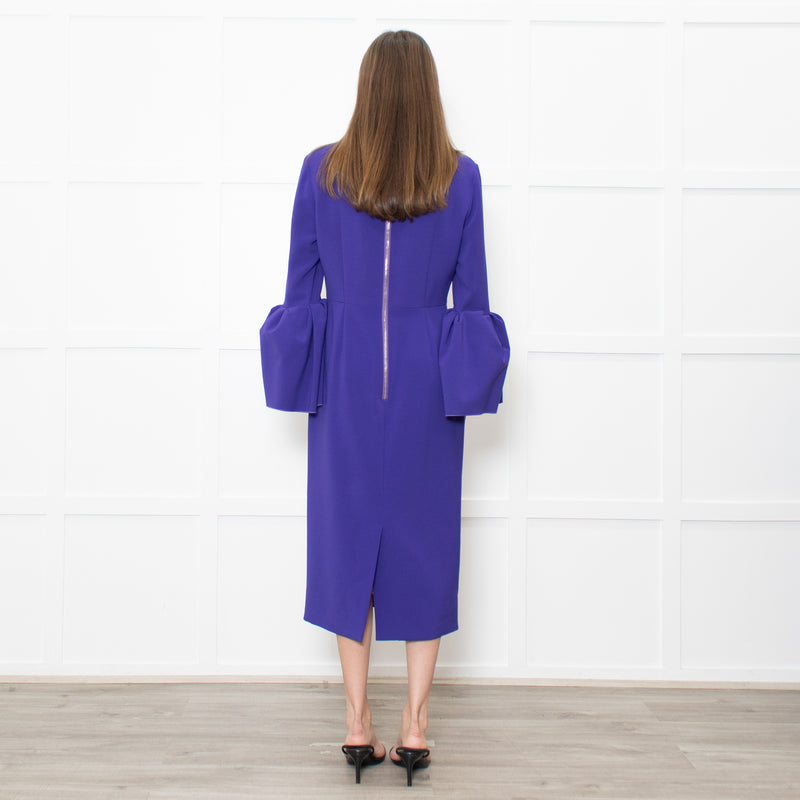 Roksanda Purple Exaggerated Sleeve Midi Dress