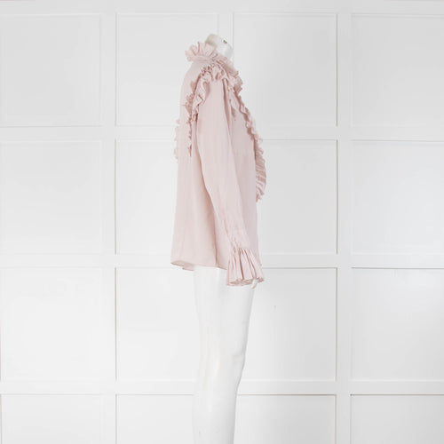 Zadig & Voltaire Pale Pink Silk Ruffle Blouse