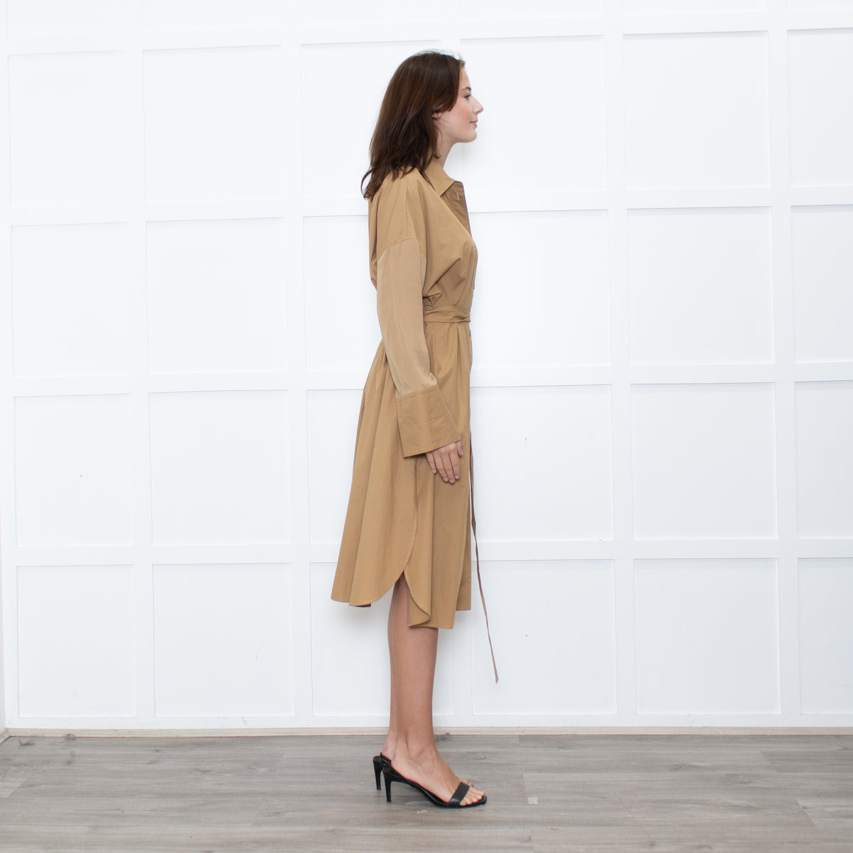 Joseph Camel Darwin Belted Shirt Dress