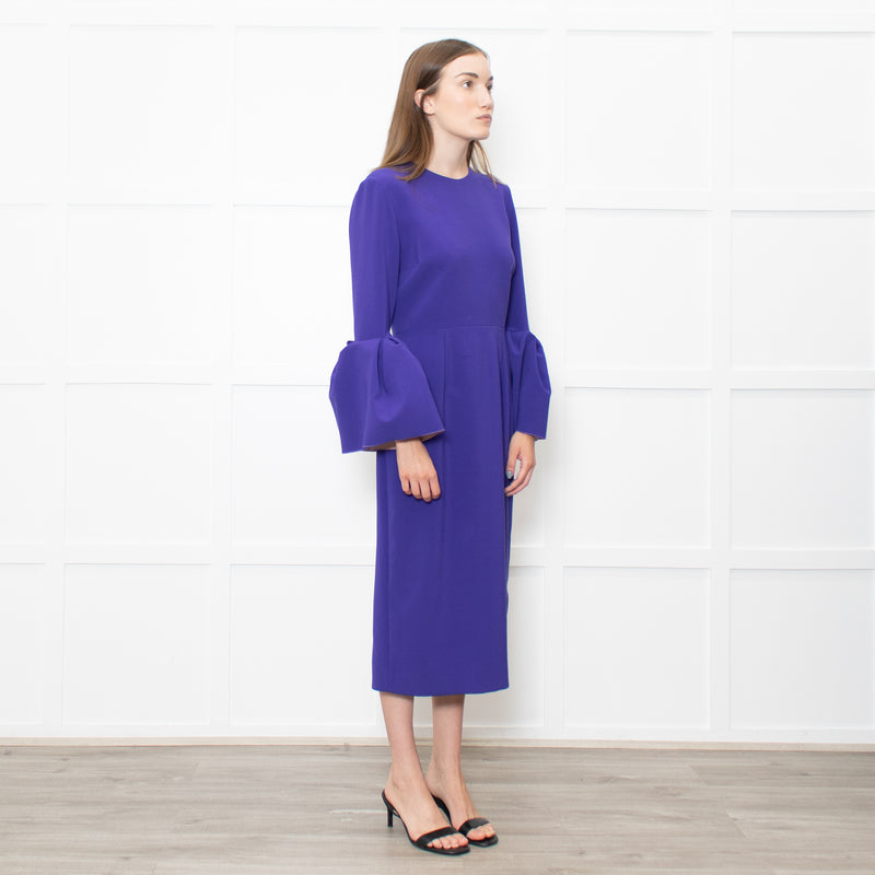 Roksanda Purple Exaggerated Sleeve Midi Dress