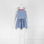 Lazul Blue Silk Sleeveless Playsuit