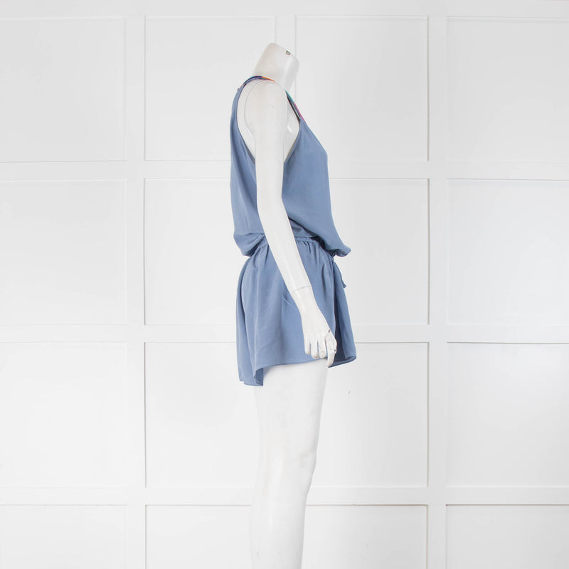 Lazul Blue Silk Sleeveless Playsuit
