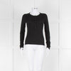 Rag & Bone Black Thin Rib Knit Button Long Slv Top
