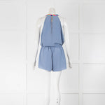 Lazul Blue Silk Sleeveless Playsuit