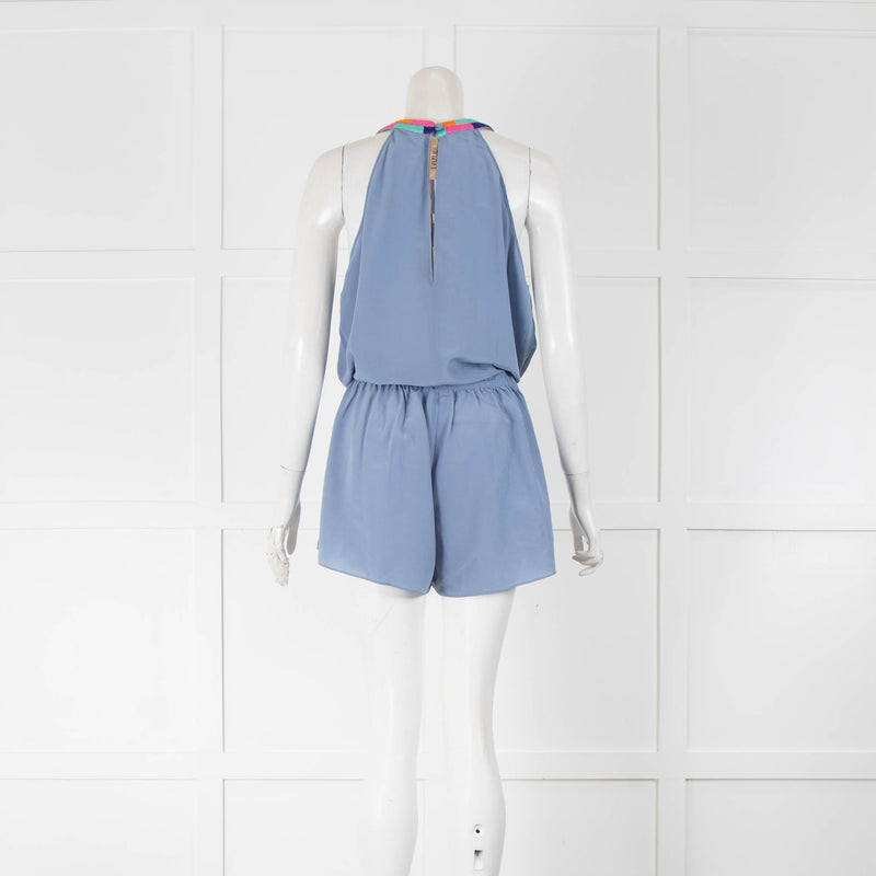 Lazul Blue Silk Sleeveless Playsuit
