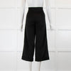 Max Mara Black Camel Hair Wide Leg Cropped Trousers