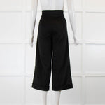 Max Mara Black Camel Hair Wide Leg Cropped Trousers