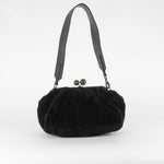 Weekend Max Mara Pasticcino Black Faux Fur Bag With Extra Chain Strap