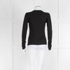 Rag & Bone Black Thin Rib Knit Button Long Slv Top