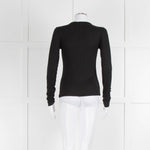 Rag & Bone Black Thin Rib Knit Button Long Slv Top