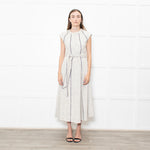 Me+Em Cream Black Piping Tweedy Sleeveless Belted Dress