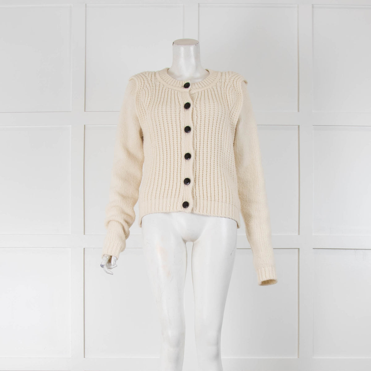 Bash Cream Knitted Button Up Cardigan