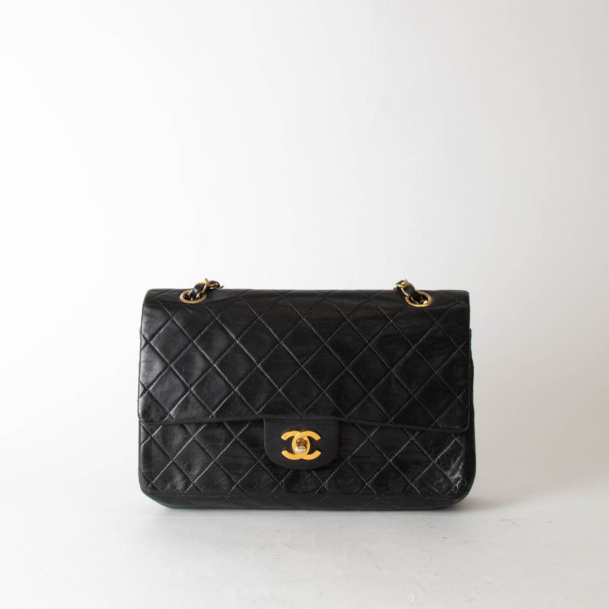 Chanel Black Lambskin Vintage Medium Double Flap Bag