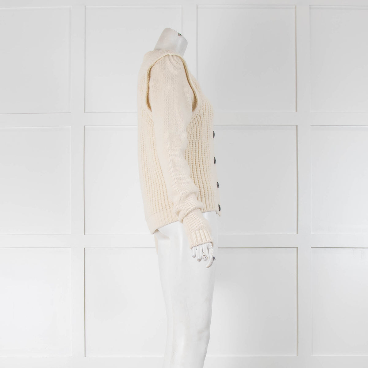 Bash Cream Knitted Button Up Cardigan