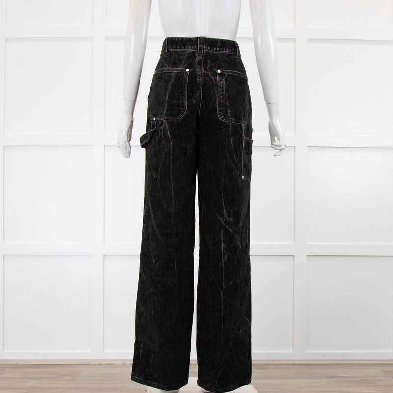 Stella McCartney Black Velvet Workwear Denim Trousers