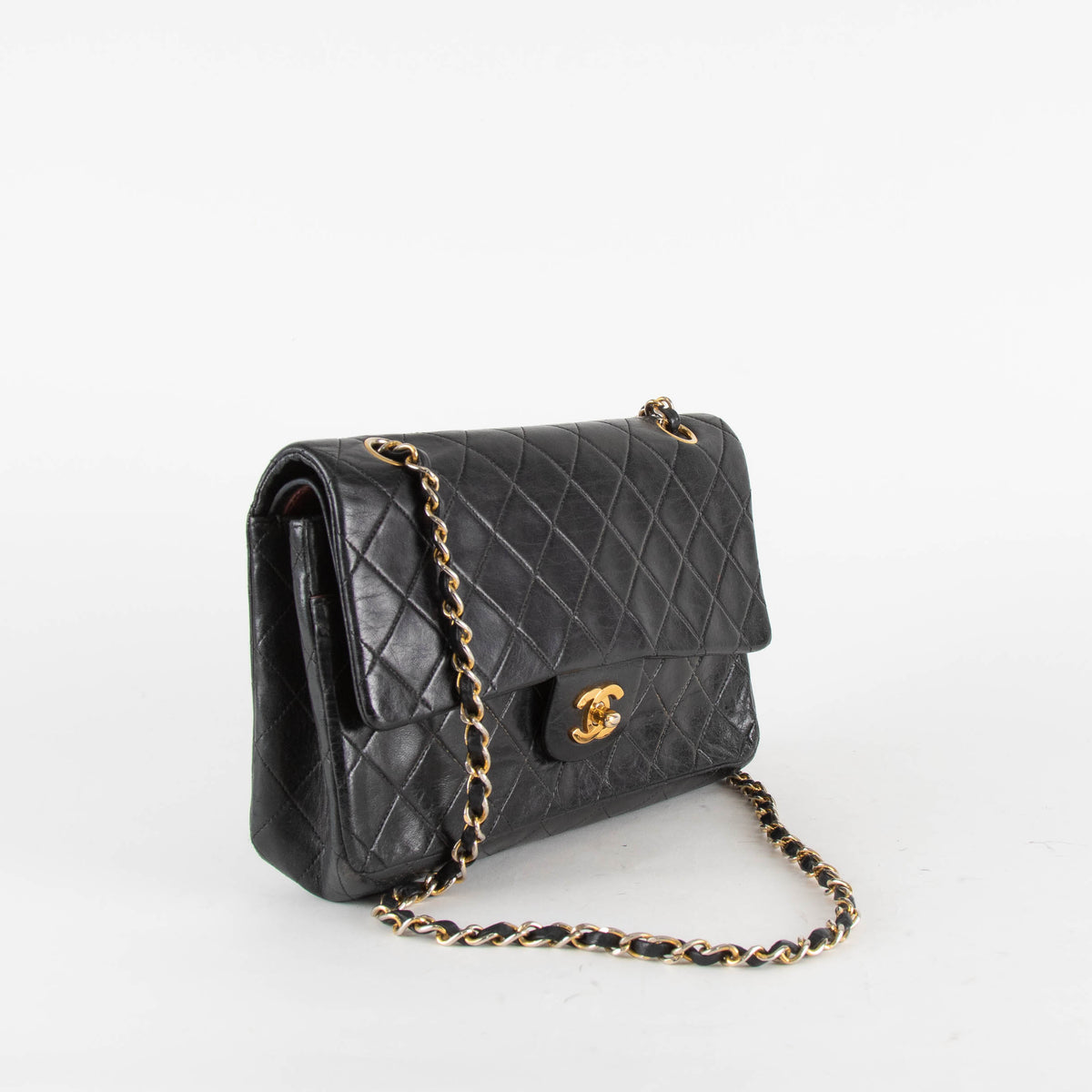 Chanel Black Lambskin Vintage Medium Double Flap Bag