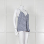 Gold Hawk Blue Striped White Lace Trim Cami