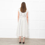 Me+Em Cream Black Piping Tweedy Sleeveless Belted Dress