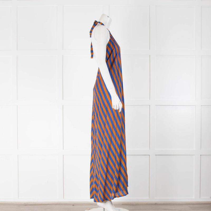 Natalie Martin Lola Dress in Blue/Coffee Stripe