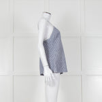 Gold Hawk Blue Striped White Lace Trim Cami