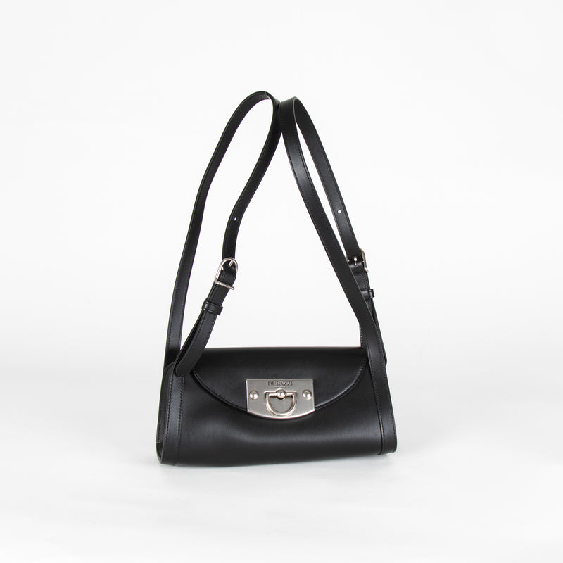 Durazzi Milano Black Leather Roll Bag