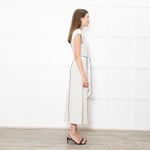 Me+Em Cream Black Piping Tweedy Sleeveless Belted Dress
