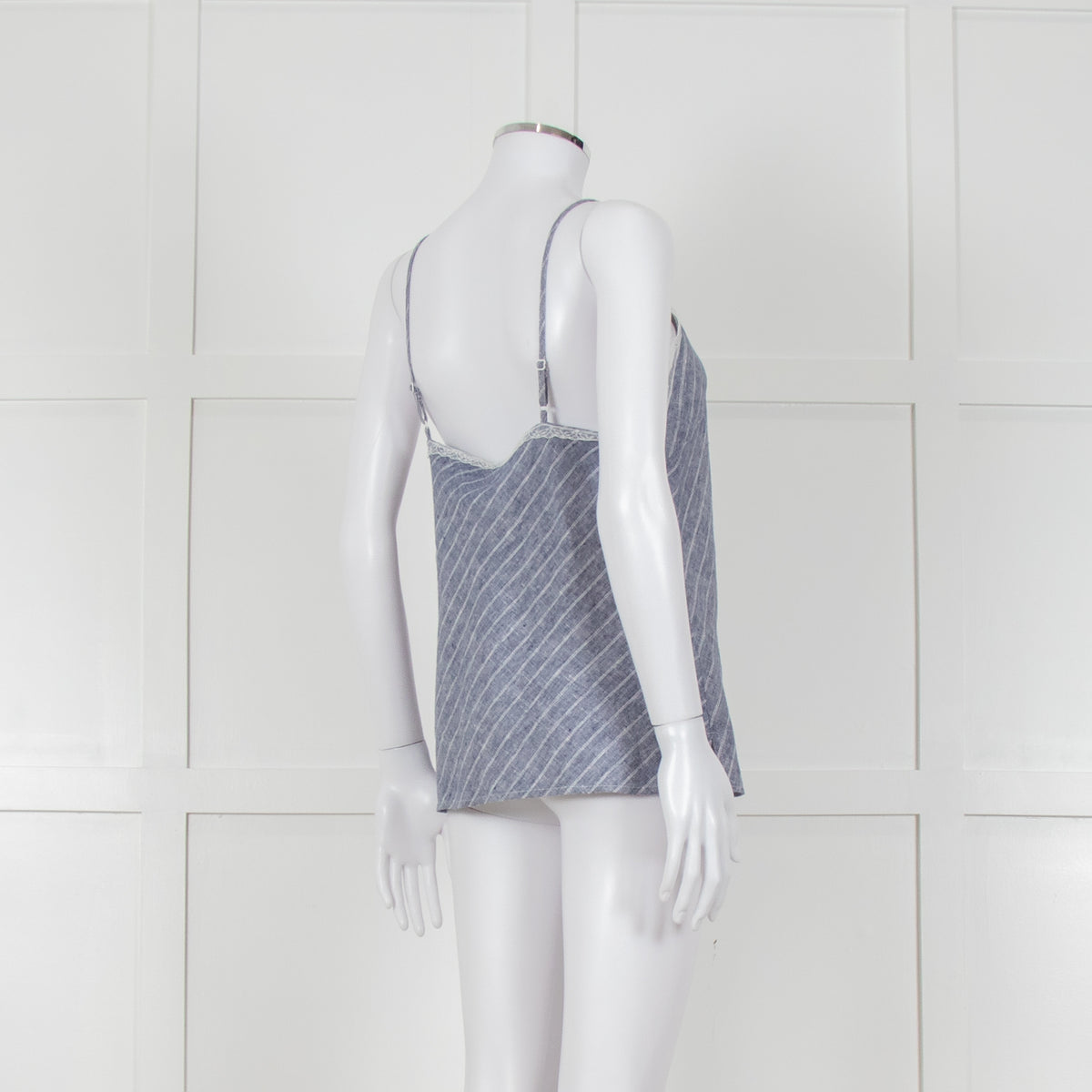 Gold Hawk Blue Striped White Lace Trim Cami