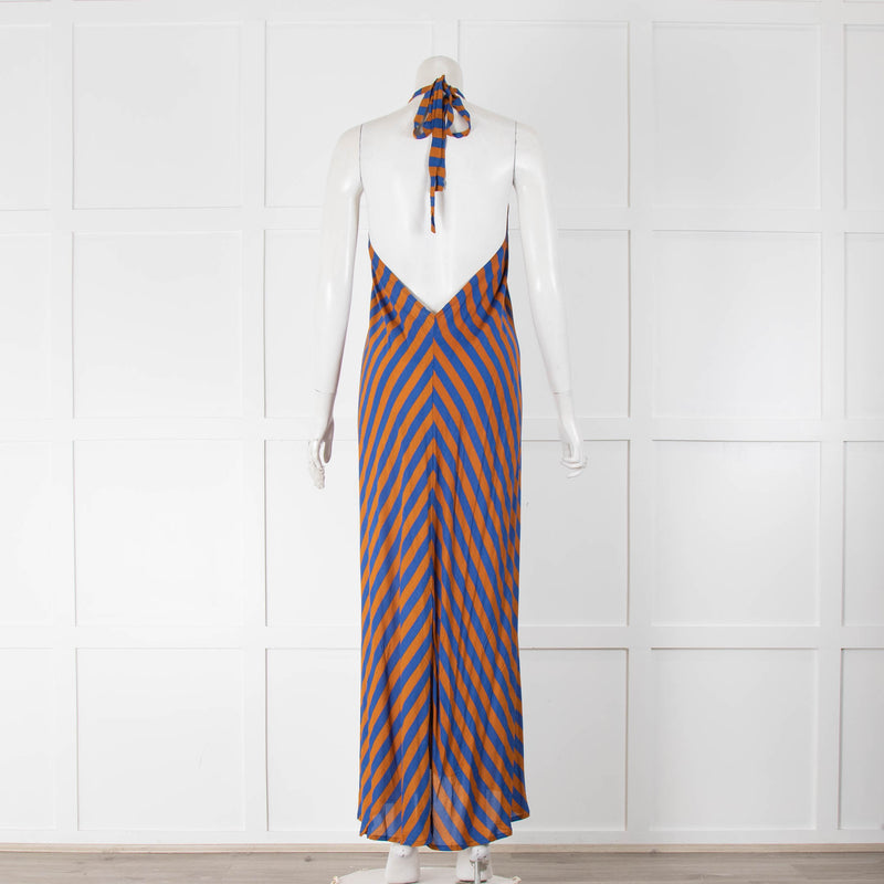 Natalie Martin Lola Dress in Blue/Coffee Stripe
