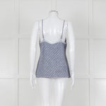 Gold Hawk Blue Striped White Lace Trim Cami