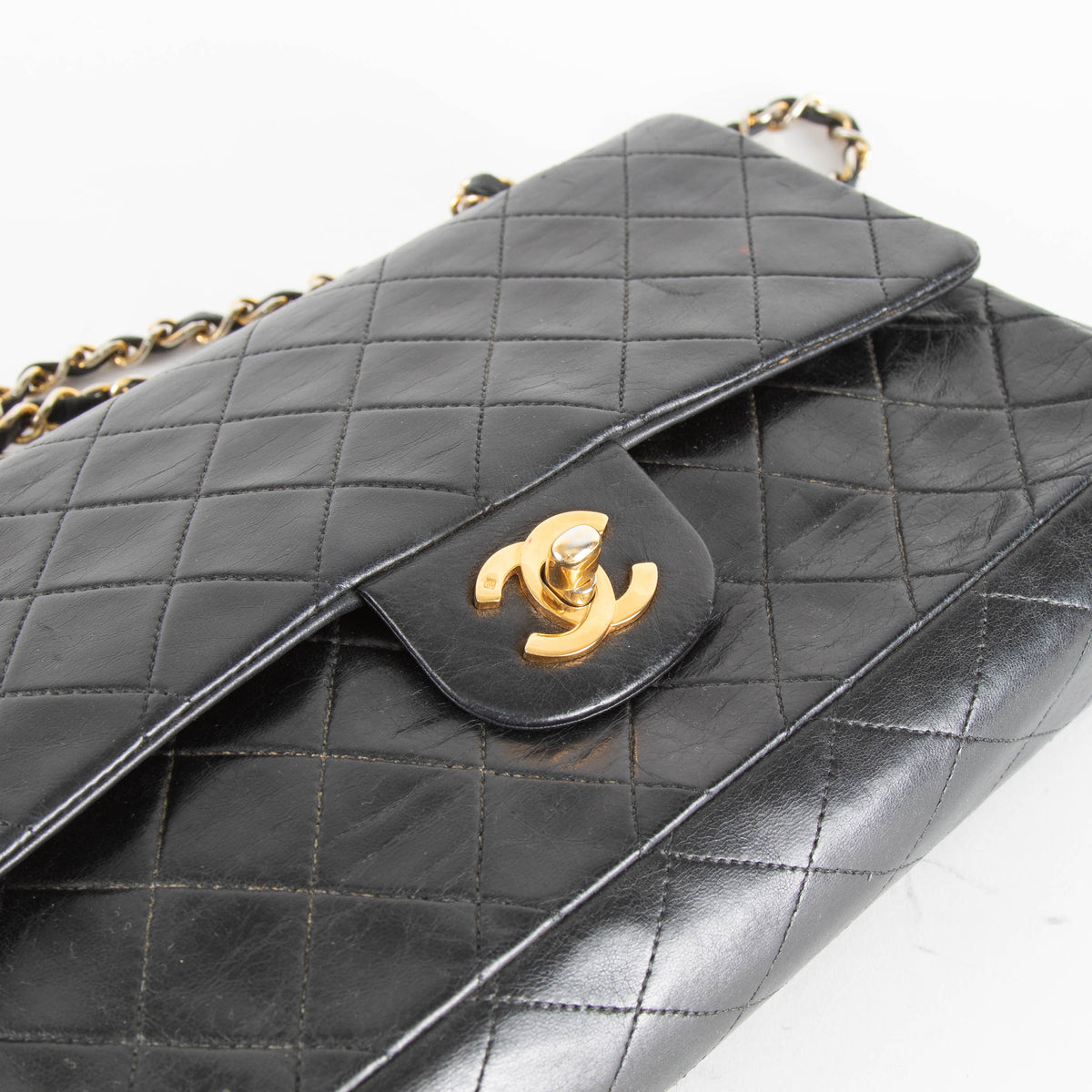 Chanel Black Lambskin Vintage Medium Double Flap Bag