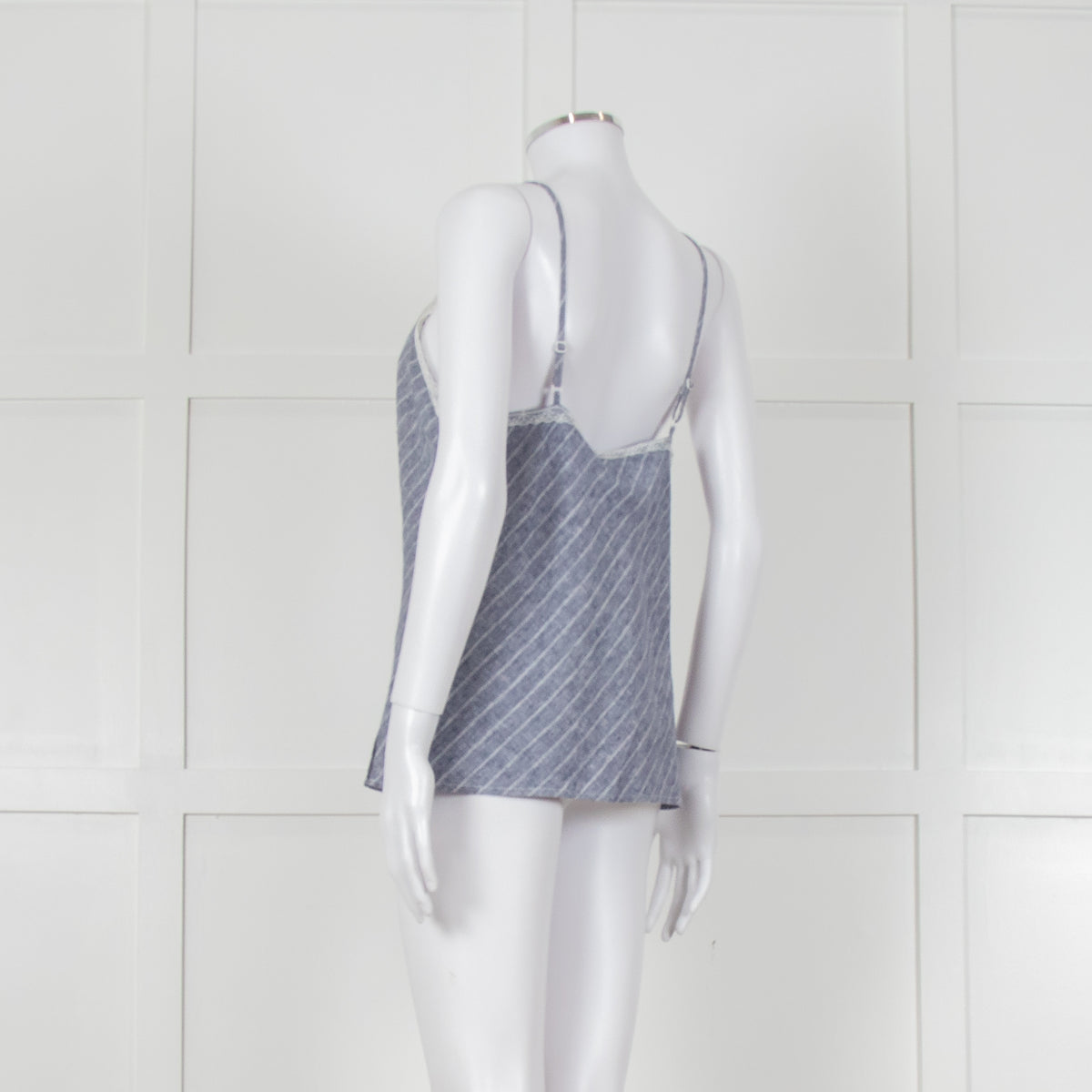 Gold Hawk Blue Striped White Lace Trim Cami