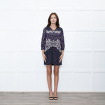 Saloni Navy White Multi Print Tunic Dress