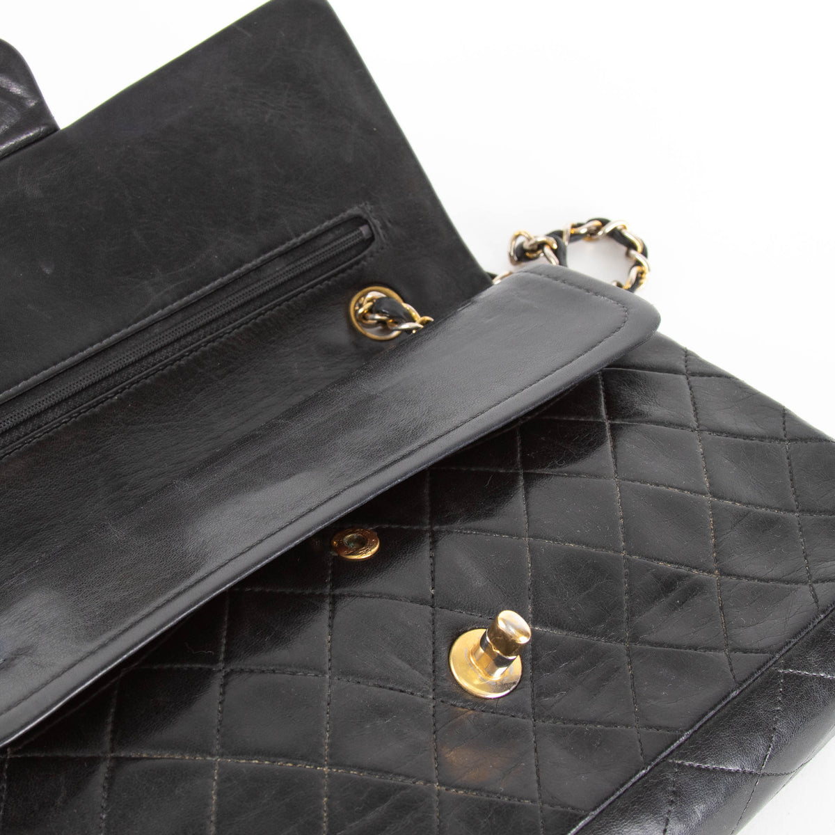 Chanel Black Lambskin Vintage Medium Double Flap Bag