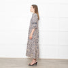 Wyse Beige Blue Animal Print Cotton Maxi Dress