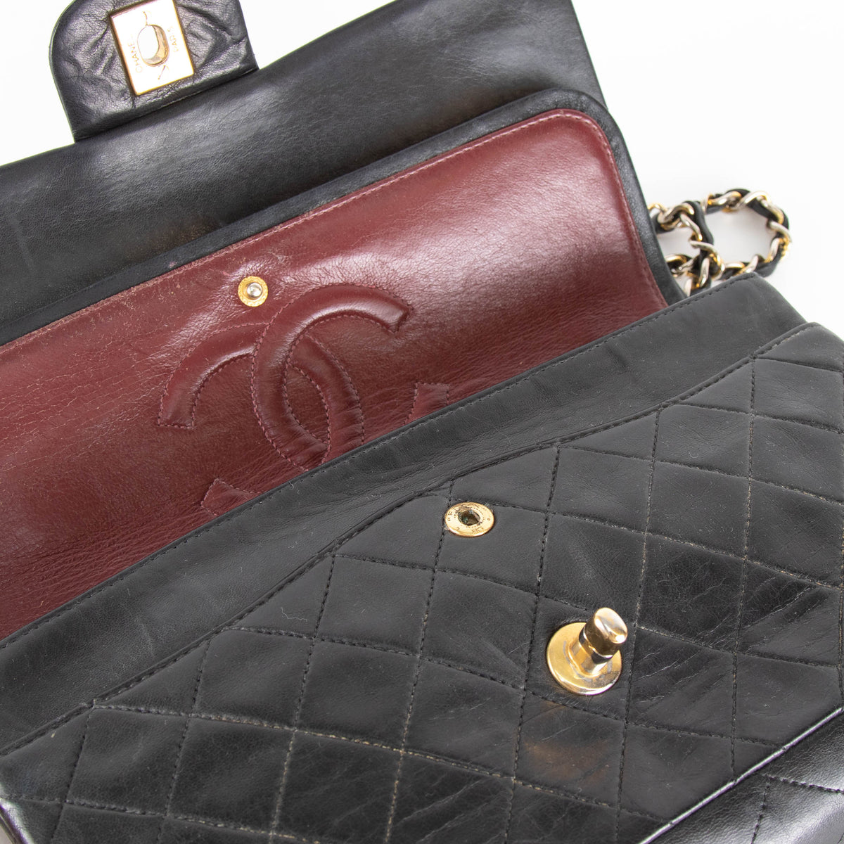 Chanel Black Lambskin Vintage Medium Double Flap Bag