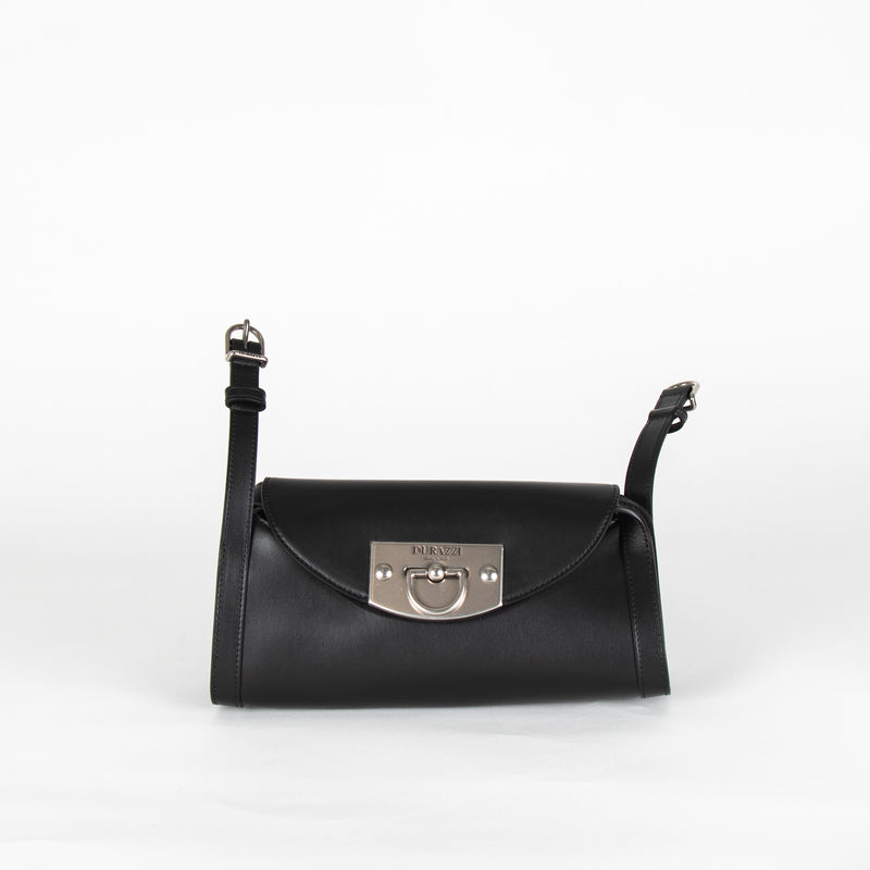 Durazzi Milano Black Leather Roll Bag