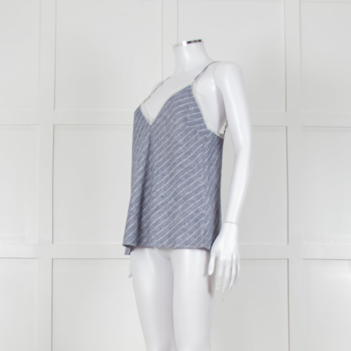 Gold Hawk Blue Striped White Lace Trim Cami